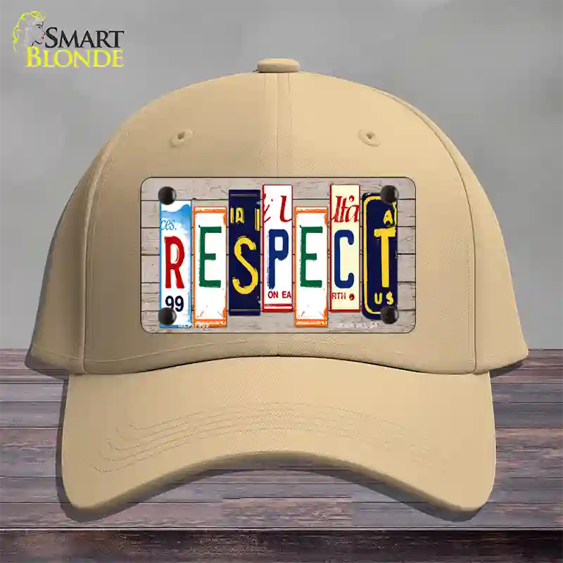 Respect Wood License Plate Art Novelty License Plate Hat Cotton / Khaki