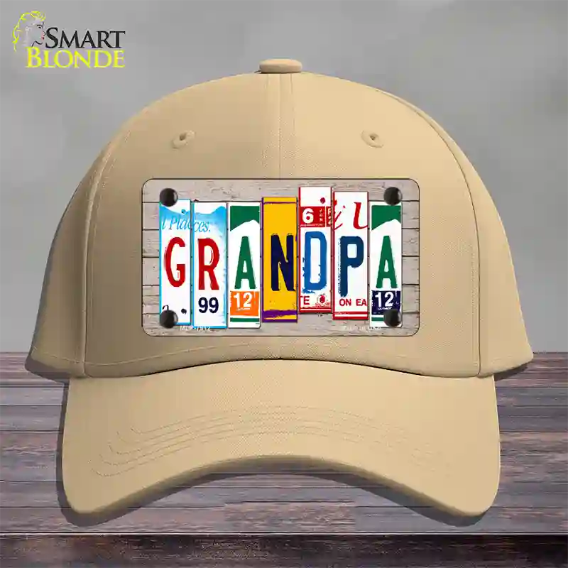 Grandpa Wood License Plate Art Novelty License Plate Hat Cotton / Khaki