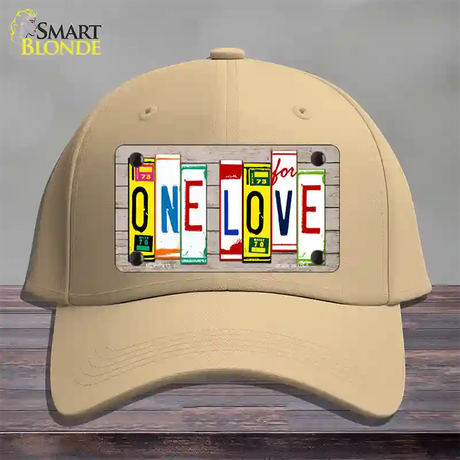 One Love Wood License Plate Art Novelty License Plate Hat Cotton / Khaki