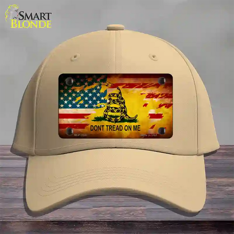 Dont Tread On Me US Flag Novelty License Plate Hat Cotton / Khaki