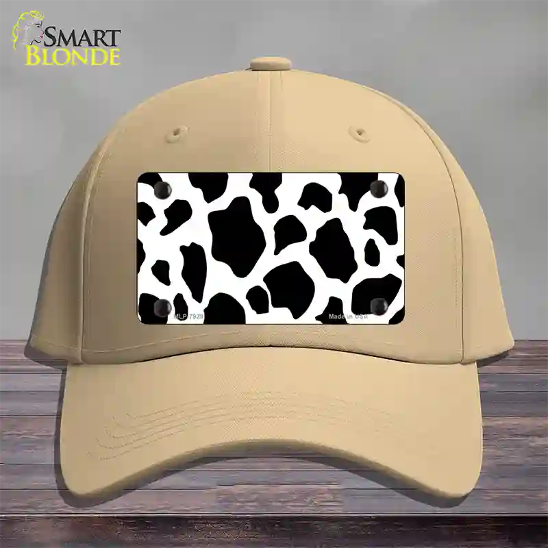 Cow Print Novelty License Plate Hat Cotton / Khaki