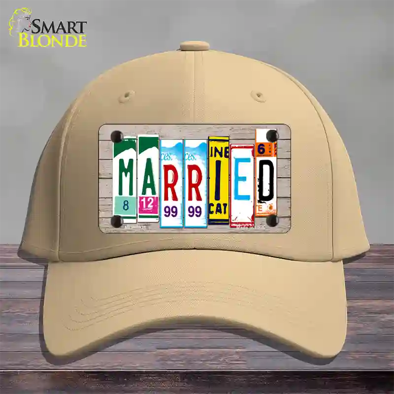 Married Wood License Plate Art Novelty License Plate Hat Cotton / Khaki