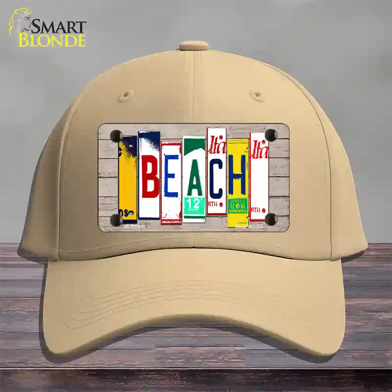 Beach Wood License Plate Art Novelty License Plate Hat Cotton / Khaki