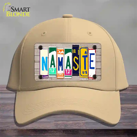 Namaste Wood License Plate Art Novelty License Plate Hat Cotton / Khaki