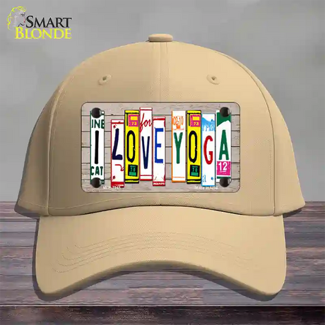 I Love Yoga Wood License Plate Art Novelty License Plate Hat Cotton / Khaki