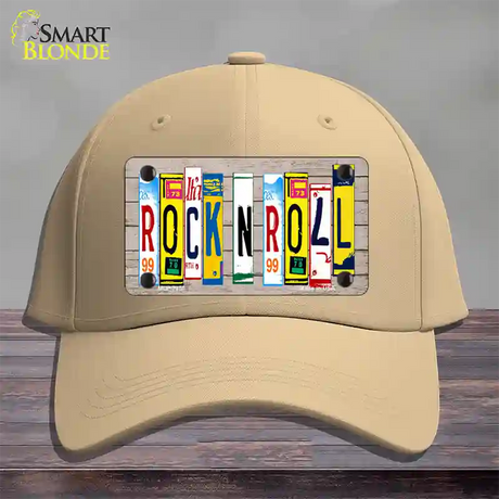 Rock N Roll Wood License Plate Art Novelty License Plate Hat Cotton / Khaki