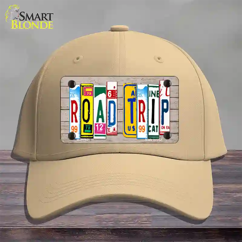 Road Trip Wood License Plate Art Novelty License Plate Hat Cotton / Khaki