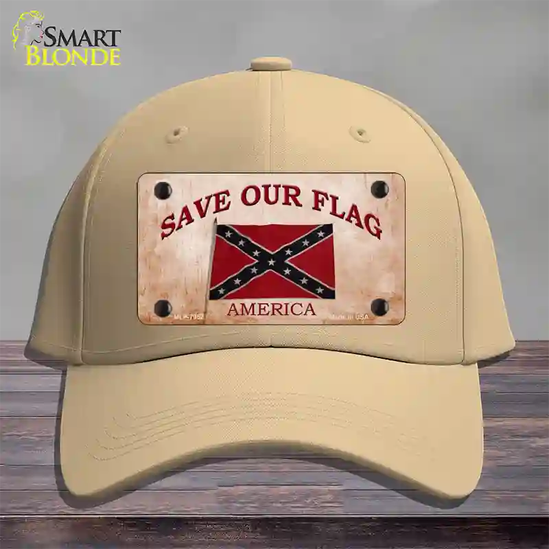 Save Our Flag Confederate Novelty License Plate Hat Cotton / Khaki