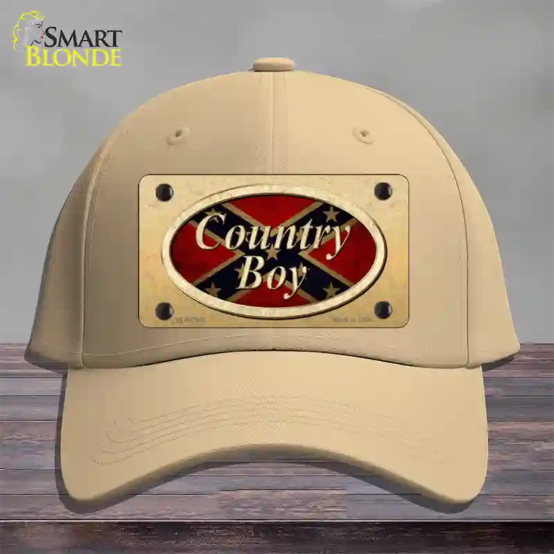 Country Boy Confederate Novelty License Plate Hat Cotton / Khaki