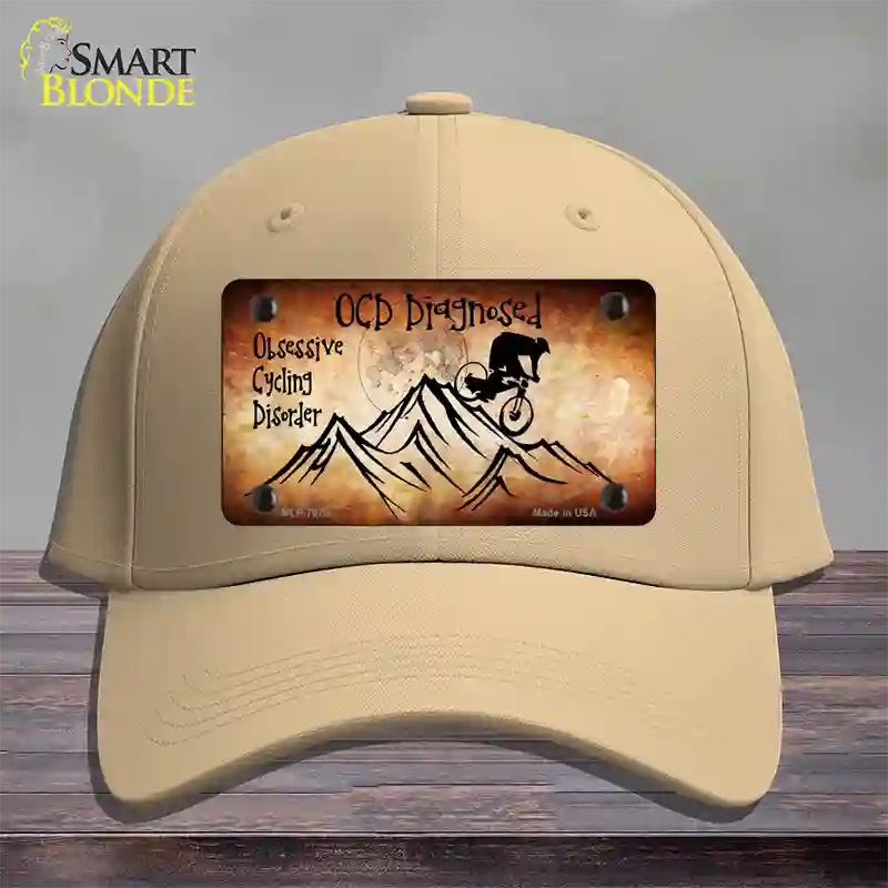 OCD Diagnosed Novelty License Plate Hat Cotton / Khaki