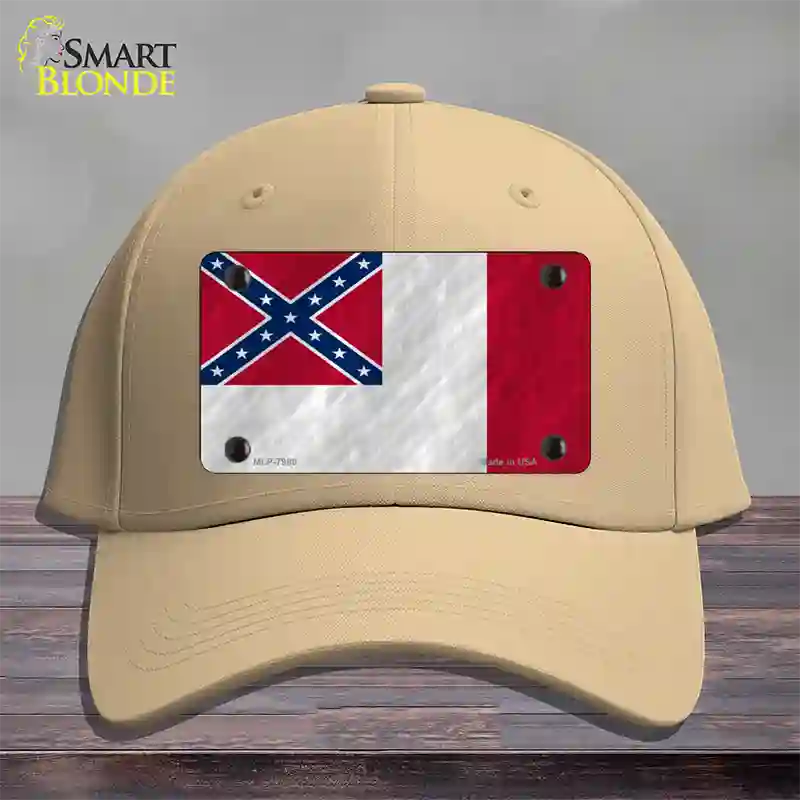 Third Confederate Flag Novelty License Plate Hat Cotton / Khaki