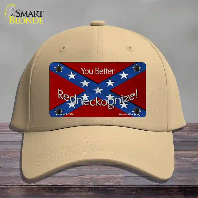 You Better Redneckognize Novelty License Plate Hat Cotton / Khaki