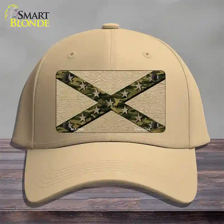 Confederate Stripes Camo Novelty License Plate Hat Cotton / Khaki