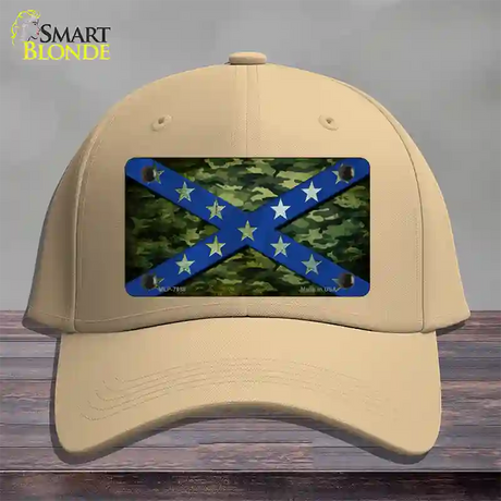 Confederate Stripes Blue Camo Novelty License Plate Hat Cotton / Khaki