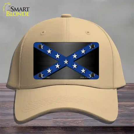 Confederate Stripes Blue Novelty License Plate Hat Cotton / Khaki