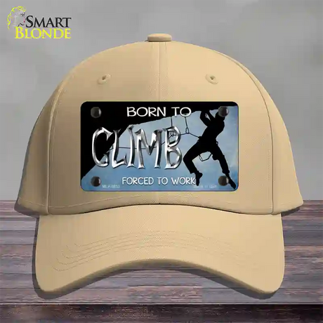 Born To Climb Novelty License Plate Hat Cotton / Khaki