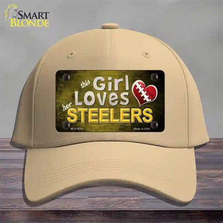 This Girl Loves Her Steelers Novelty License Plate Hat Cotton / Khaki