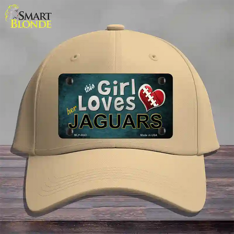 This Girl Loves Her Jaguars Novelty License Plate Hat Cotton / Khaki