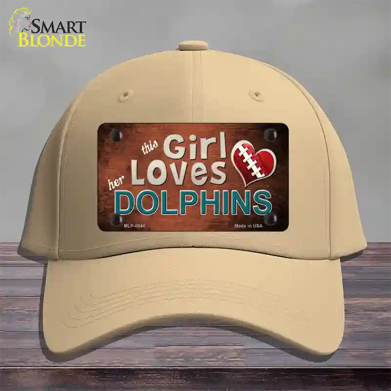 This Girl Loves Her Dolphins Novelty License Plate Hat Cotton / Khaki