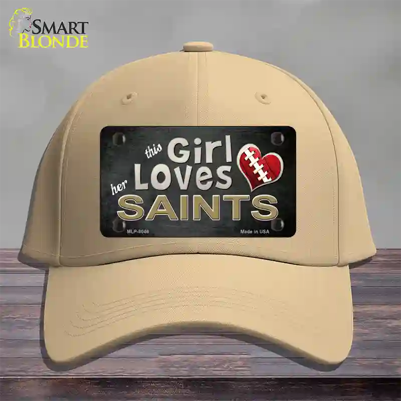 This Girl Loves Her Saints Novelty License Plate Hat Cotton / Khaki