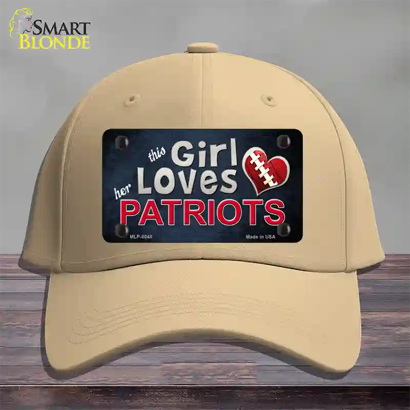 This Girl Loves Her Patriots Novelty License Plate Hat Cotton / Khaki