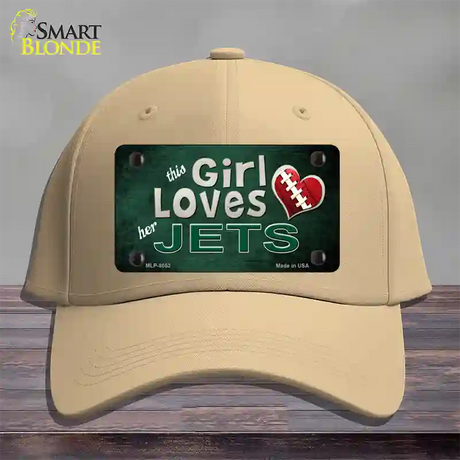 This Girl Loves Her Jets Novelty License Plate Hat Cotton / Khaki