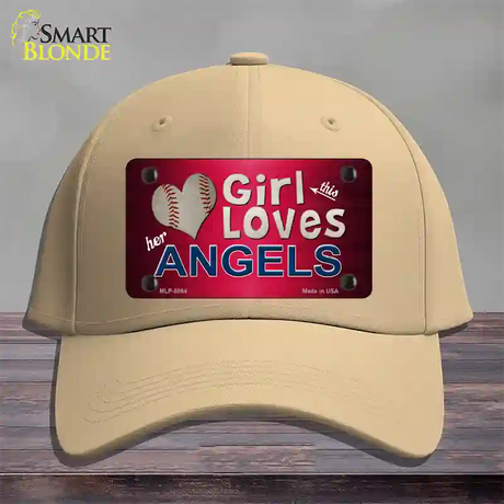 This Girl Loves Her Angels Novelty License Plate Hat Cotton / Khaki