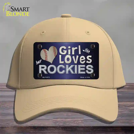 This Girl Loves Her Rockies Novelty License Plate Hat Cotton / Khaki