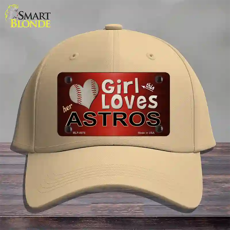 This Girl Loves Her Astros Novelty License Plate Hat Cotton / Khaki