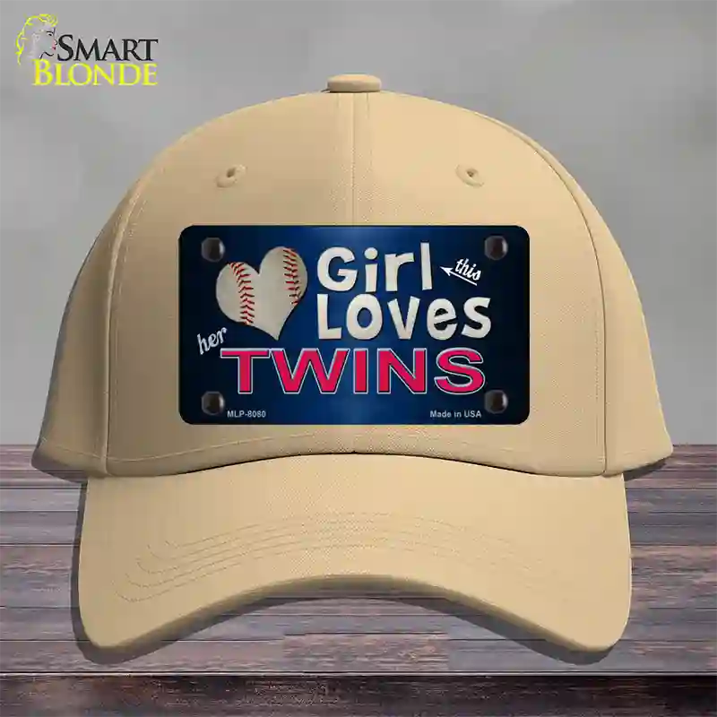 This Girl Loves Her Twins Novelty License Plate Hat Cotton / Khaki