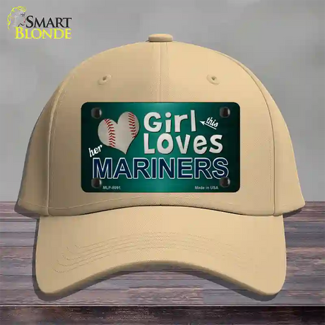 This Girl Loves Her Mariners Novelty License Plate Hat Cotton / Khaki