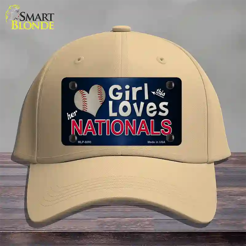 This Girl Loves Her Nationals Novelty License Plate Hat Cotton / Khaki