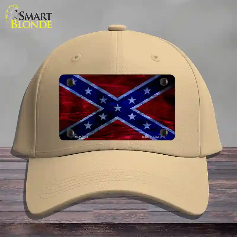 Confederate Flag Foiled Novelty License Plate Hat Cotton / Khaki