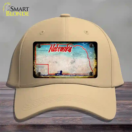 Nebraska Rusty Blank Novelty License Plate Hat Cotton / Khaki