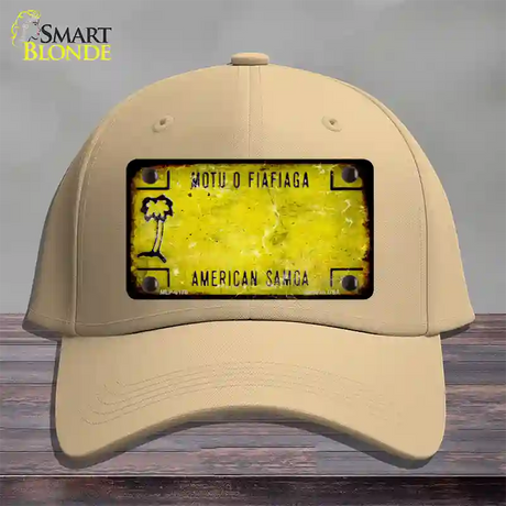 American Samoa Rusty Blank Novelty License Plate Hat Cotton / Khaki