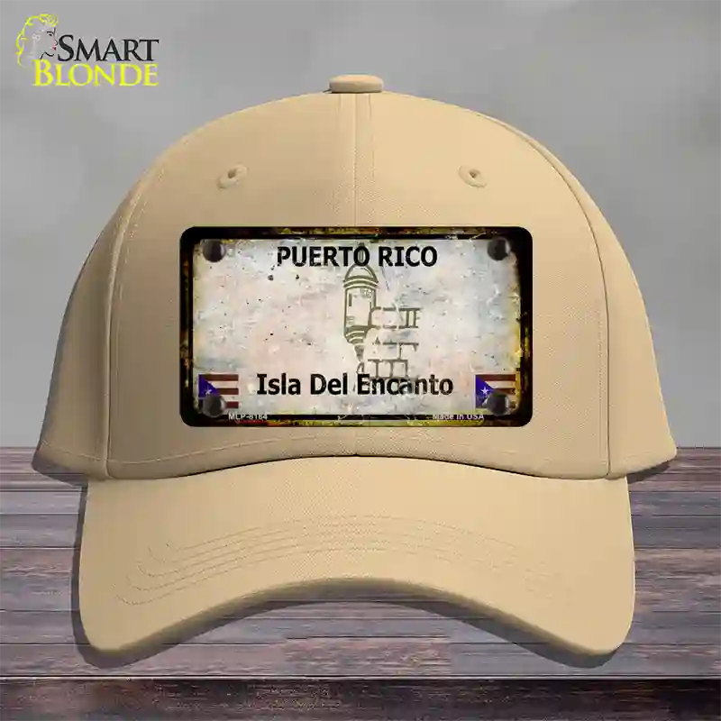 Puerto Rico Rusty Blank Novelty License Plate Hat Cotton / Khaki