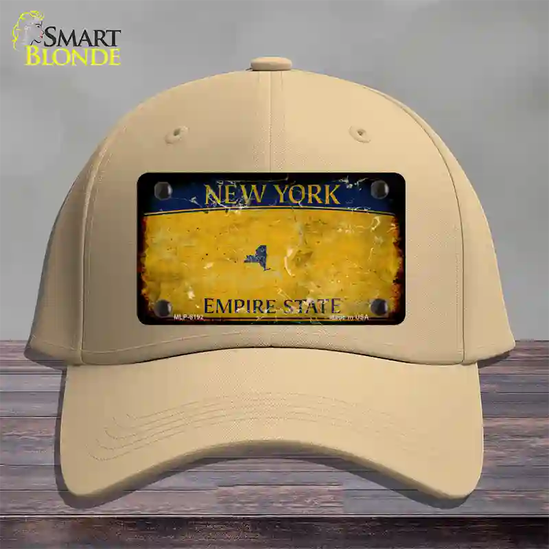 New York Yellow Rusty Blank Novelty License Plate Hat Cotton / Khaki