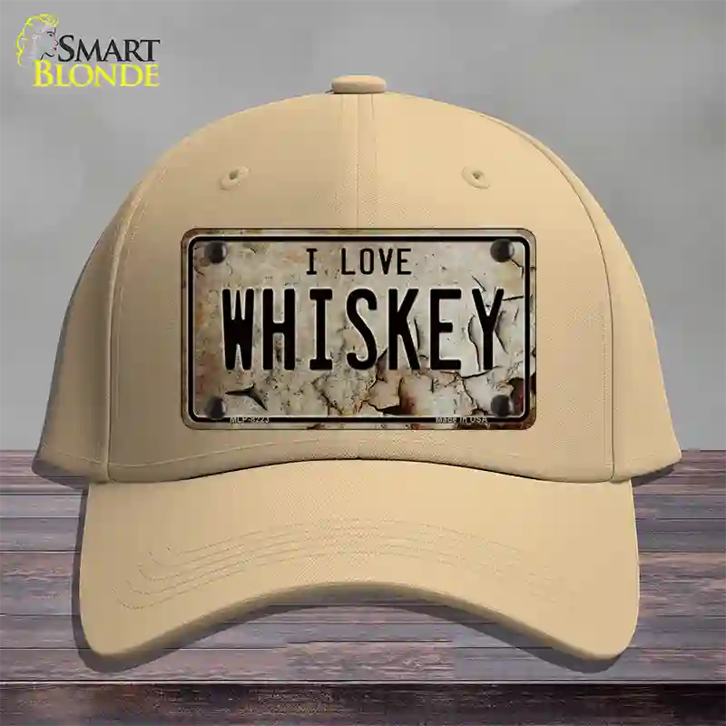 I Love Whiskey Novelty License Plate Hat Cotton / Khaki