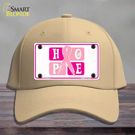 Hope Breast Cancer Ribbon Novelty License Plate Hat Cotton / Khaki