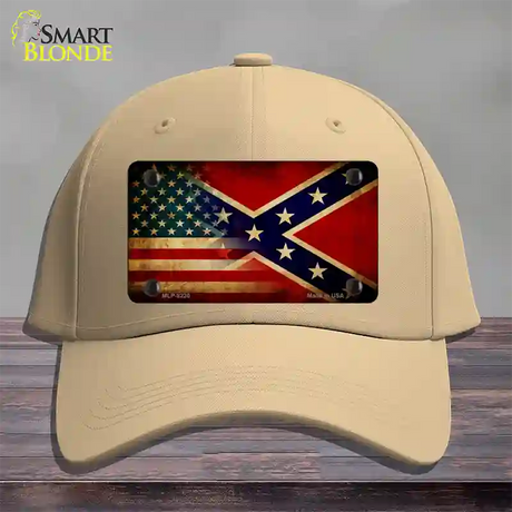 American Confederate Flag Novelty License Plate Hat Cotton / Khaki