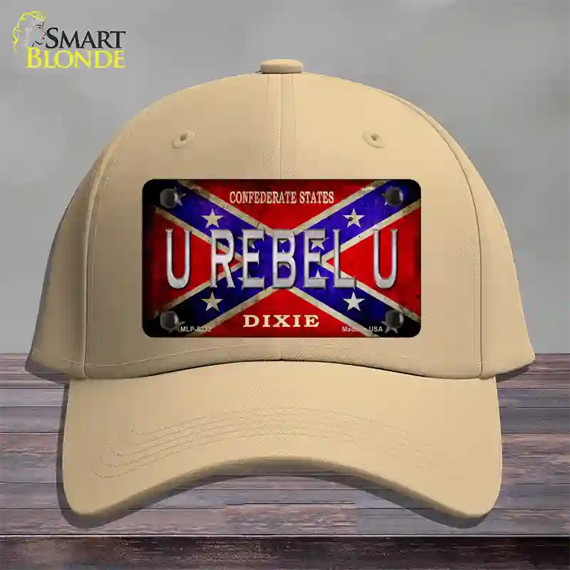 U Rebel U Novelty License Plate Hat Cotton / Khaki