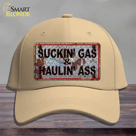 Suckin Gas Haulin Ass Vintage Novelty License Plate Hat Cotton / Khaki