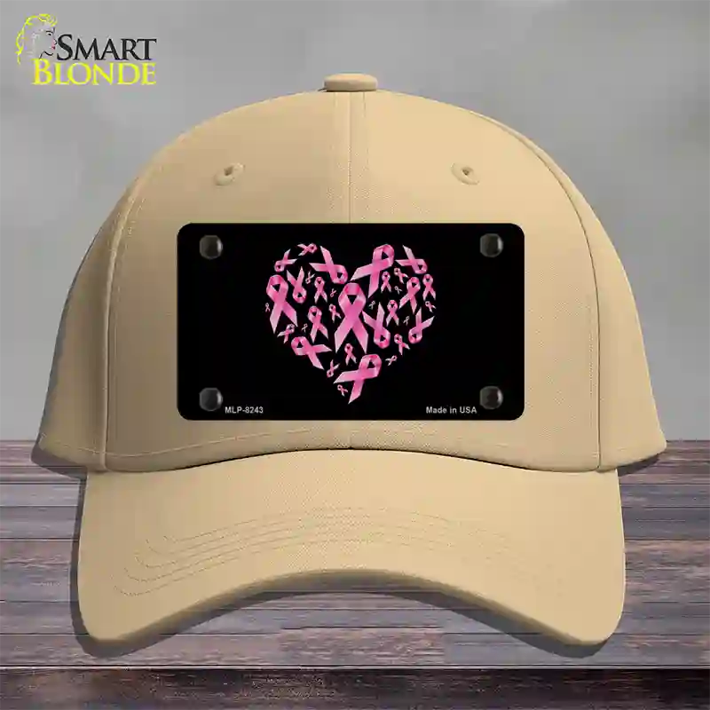 Pink Ribbons Novelty License Plate Hat Cotton / Khaki