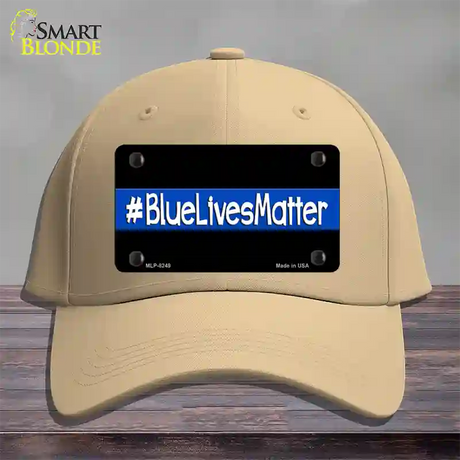 Blue Lives Matter Black Novelty License Plate Hat Cotton / Khaki