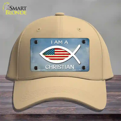 I Am A Christian Novelty License Plate Hat Cotton / Khaki