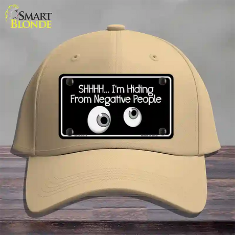 Hiding From Negative People Novelty License Plate Hat Cotton / Khaki