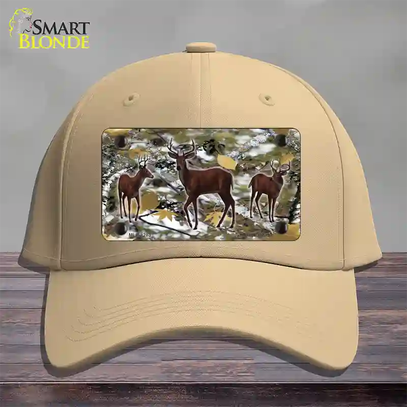 Deer On Camo Novelty License Plate Hat Cotton / Khaki