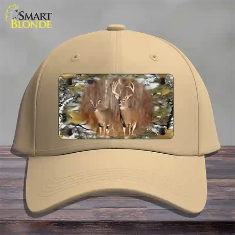 Two Deer On Camo Novelty License Plate Hat Cotton / Khaki