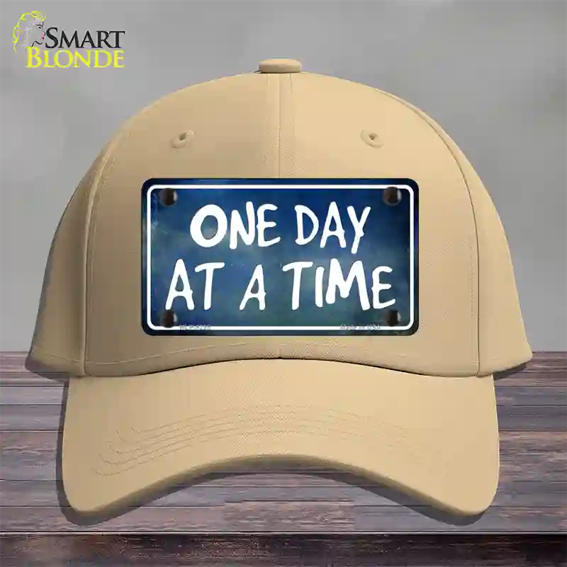 One Day At A Time Novelty License Plate Hat Cotton / Khaki