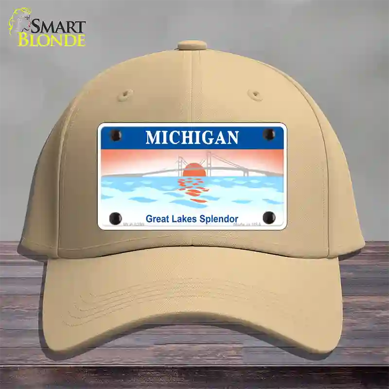 Michigan Great Lakes Blank Novelty License Plate Hat Cotton / Khaki